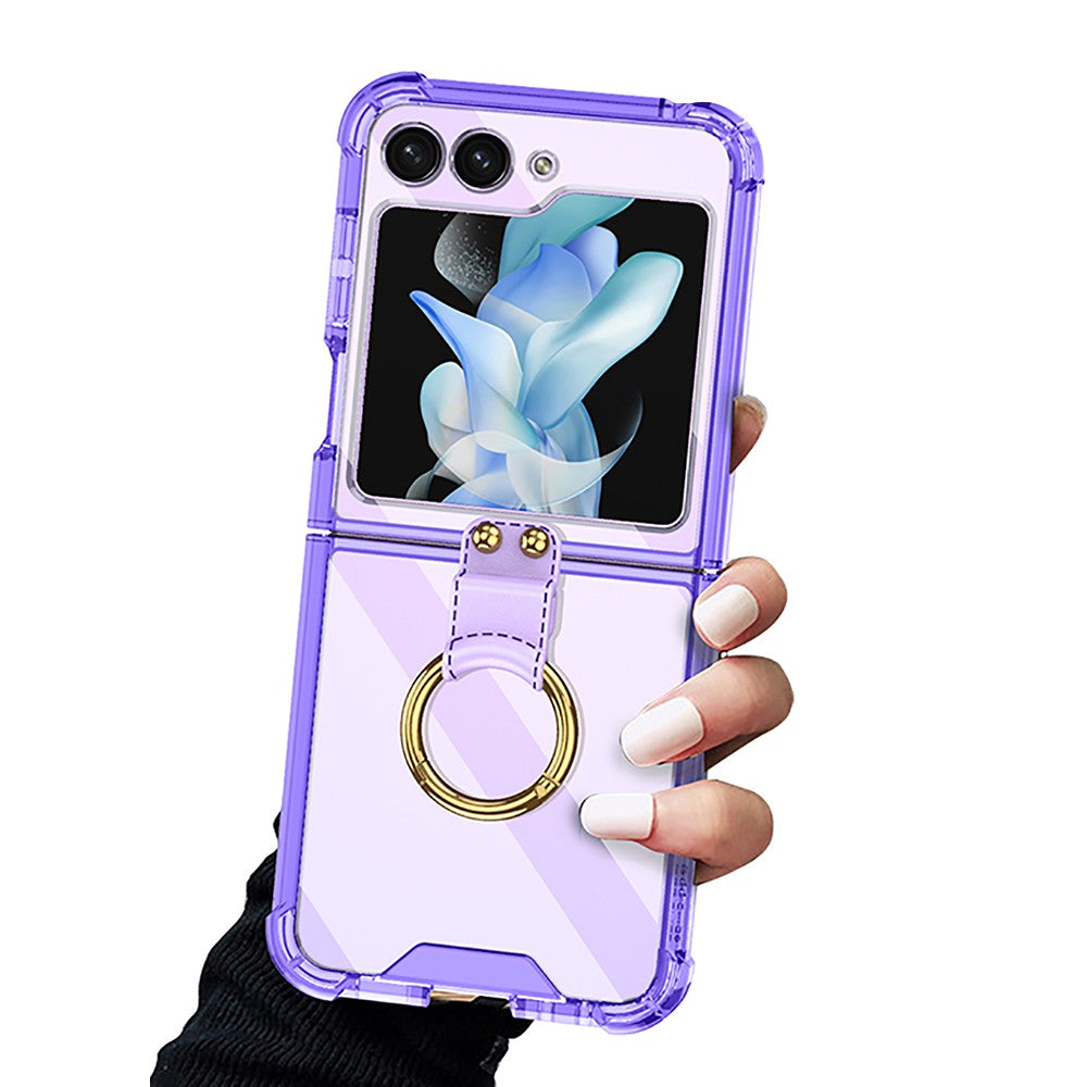 For Samsung Galaxy Z Flip5 Slim Phone Protective Case with Ring Holder Purple