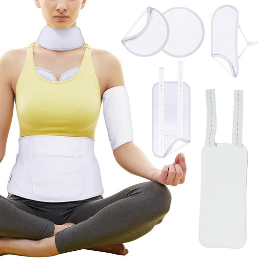 5-Piece Castor Oil Pack for Knee Calf Waist Neck Chest Reusable Compress Castor Oil Wrap White