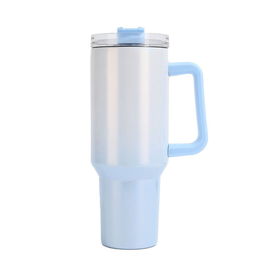 40oz Stainless Steel Tumbler with Straw Insulated Travel Mug Outdoor Water Bottle Blue