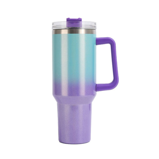 40oz Stainless Steel Tumbler with Straw Insulated Travel Mug Outdoor Water Bottle Purple