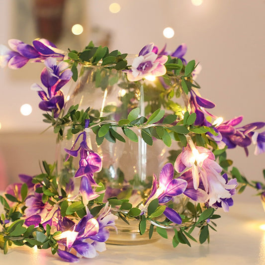 6M 40LED Christmas Flower Vines String Light LED Garland Light Battery Powered Xmas Decoration Light - Purple