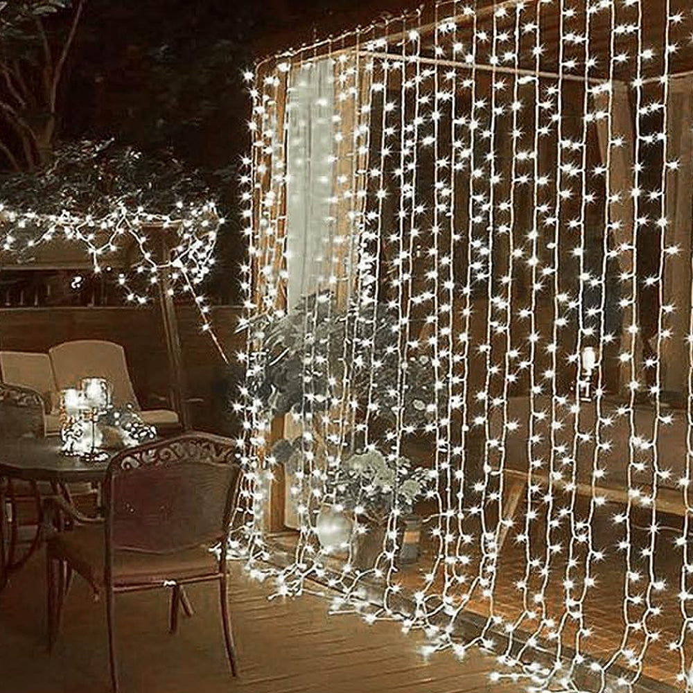 Christmas Star String 200 Lights 8 Modes LED Lights White