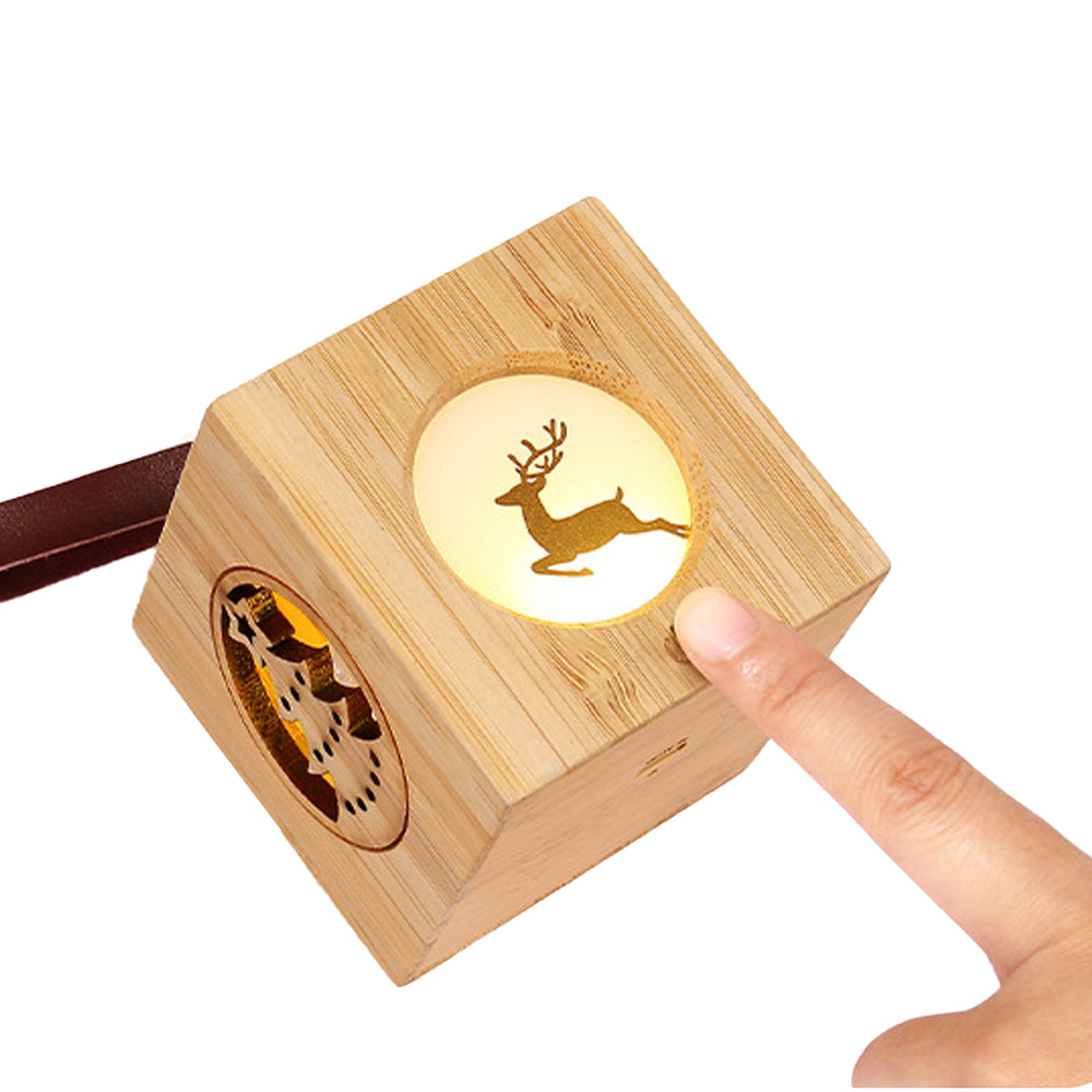 Elk Christmas Projector Night Light Atmosphere Projector Lamp Wood Cube Light