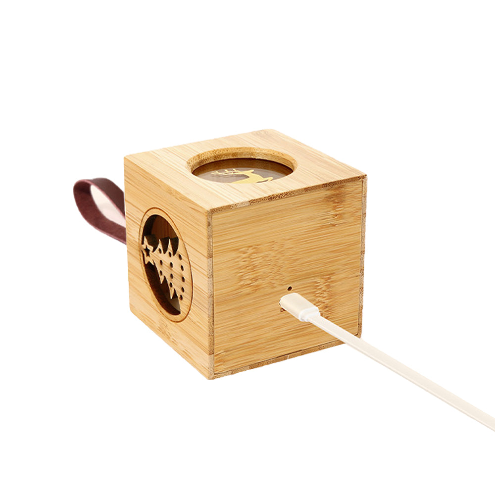 Elk Christmas Projector Night Light Atmosphere Projector Lamp Wood Cube Light