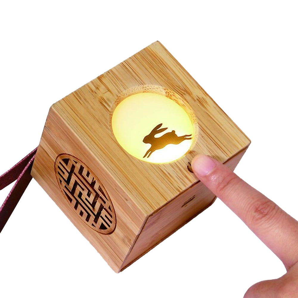Rabbit Christmas Projector Night Light Atmosphere Projector Lamp Wood Cube Light