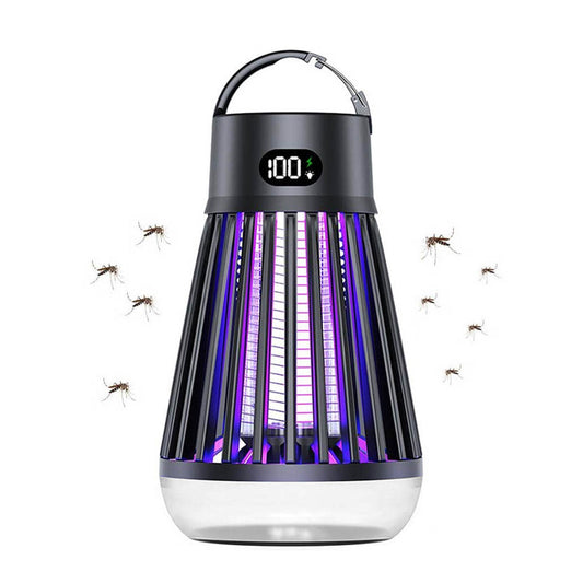 Electric Mosquito Killer Lamp USB Rechargeable Camping Lamp Mosquito Zapper Trap Black