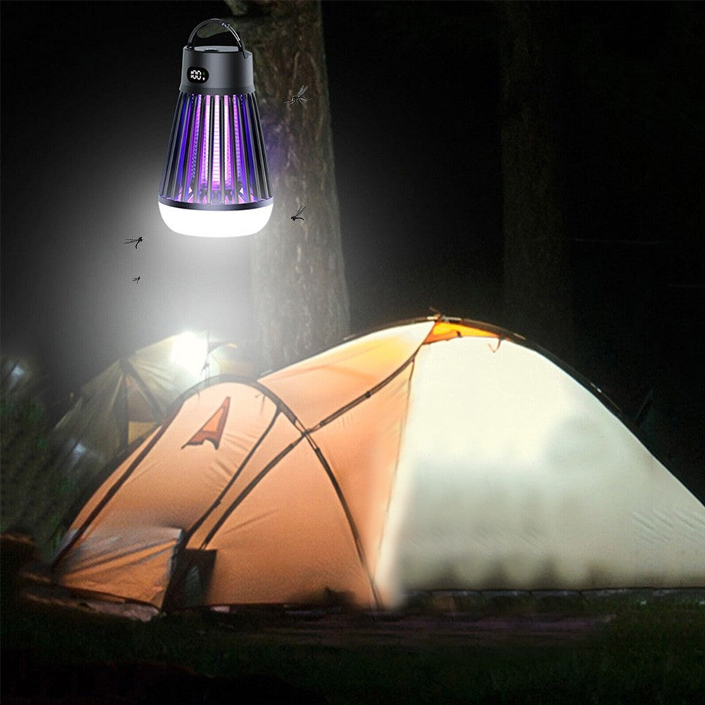 Electric Mosquito Killer Lamp USB Rechargeable Camping Lamp Mosquito Zapper Trap Black