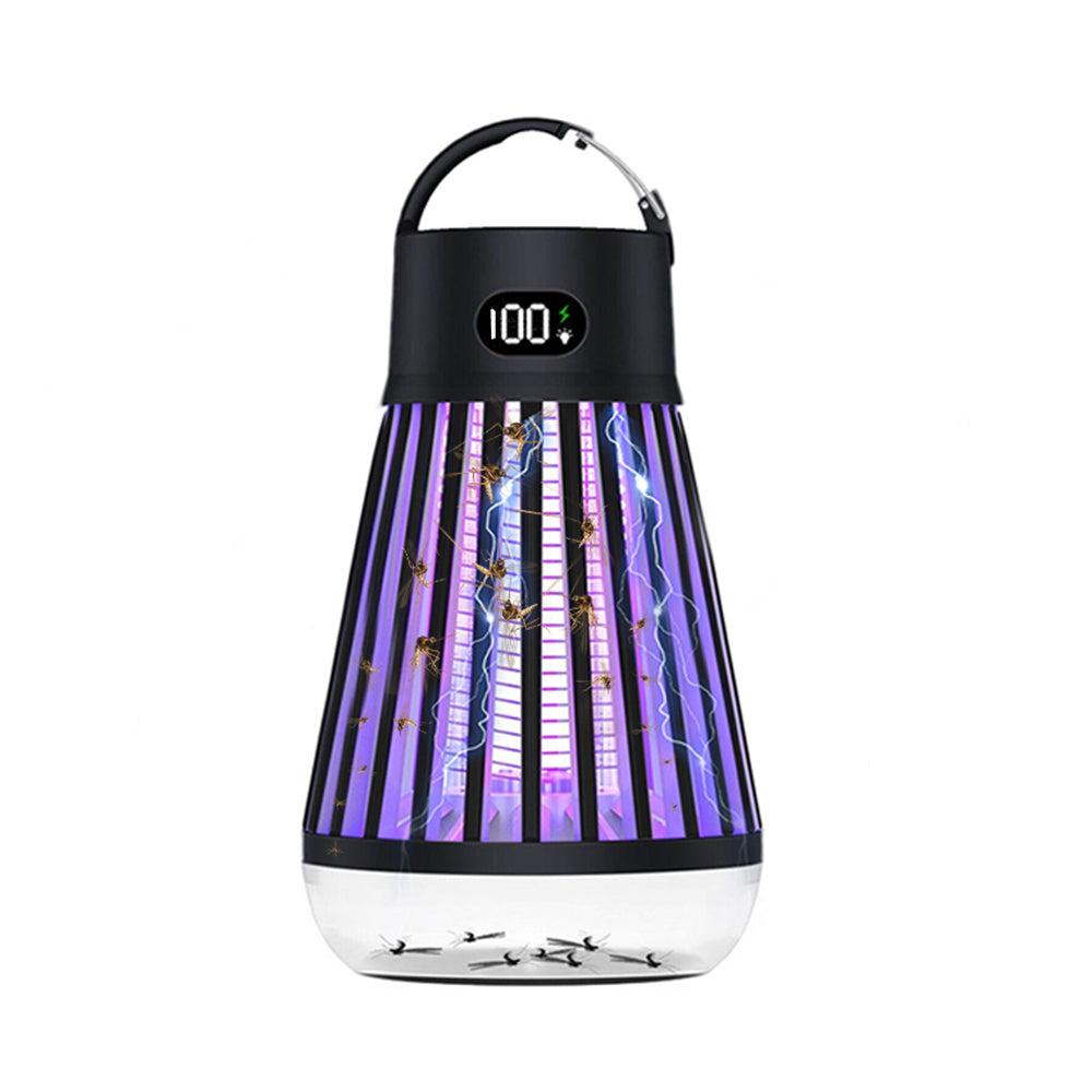 Electric Mosquito Killer Lamp USB Rechargeable Camping Lamp Mosquito Zapper Trap Black