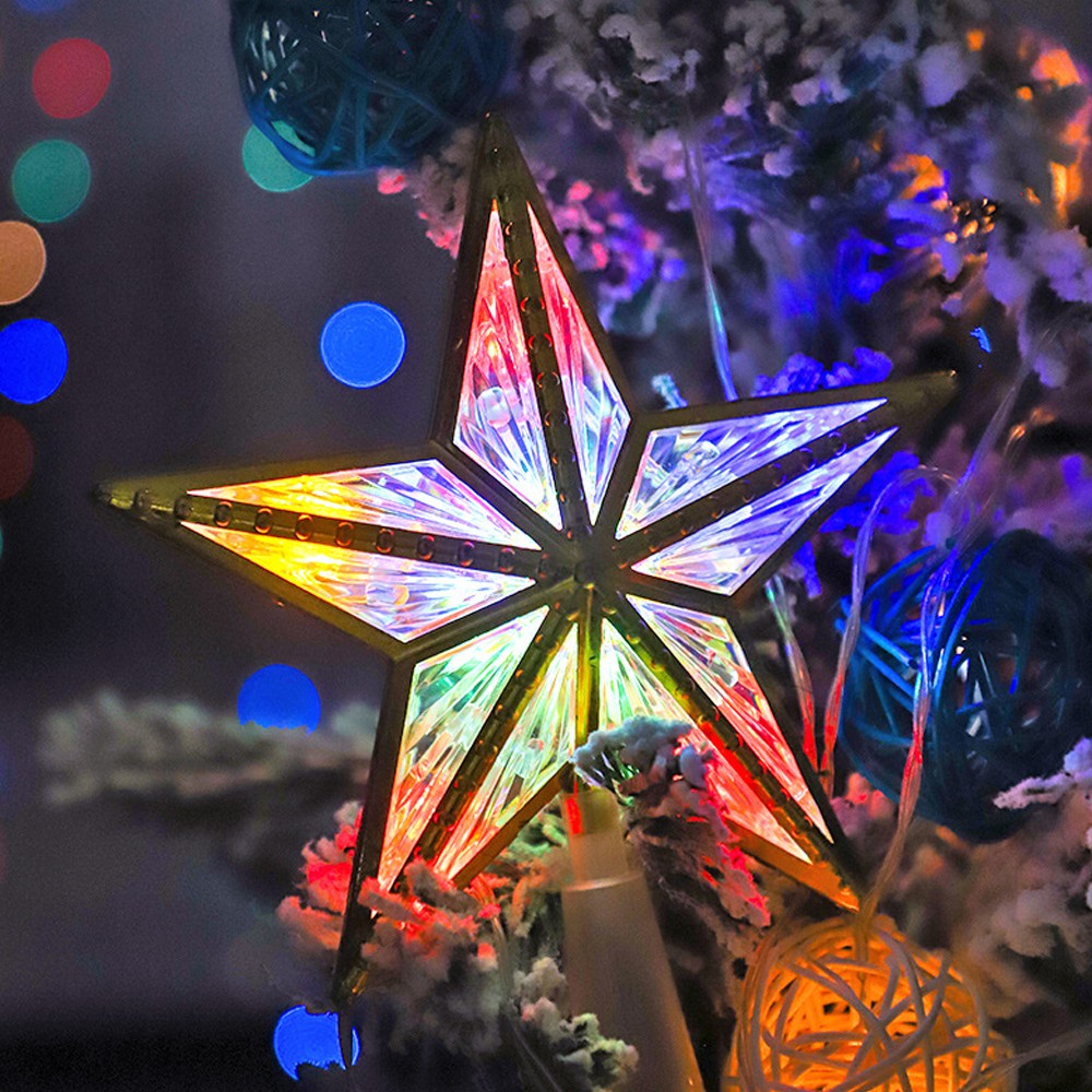 LED Christmas Tree Topper Light Christmas Tree Top Lighted Ornaments Xmas Home Decor Multicolor Light