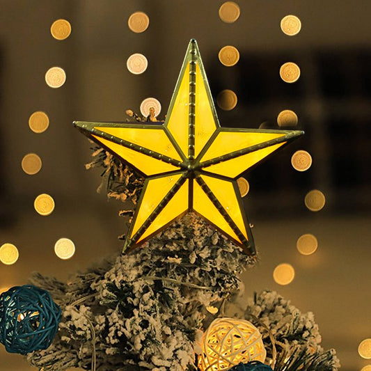 LED Christmas Tree Topper Light Christmas Tree Top Lighted Ornaments Xmas Home Decor Warm White Light