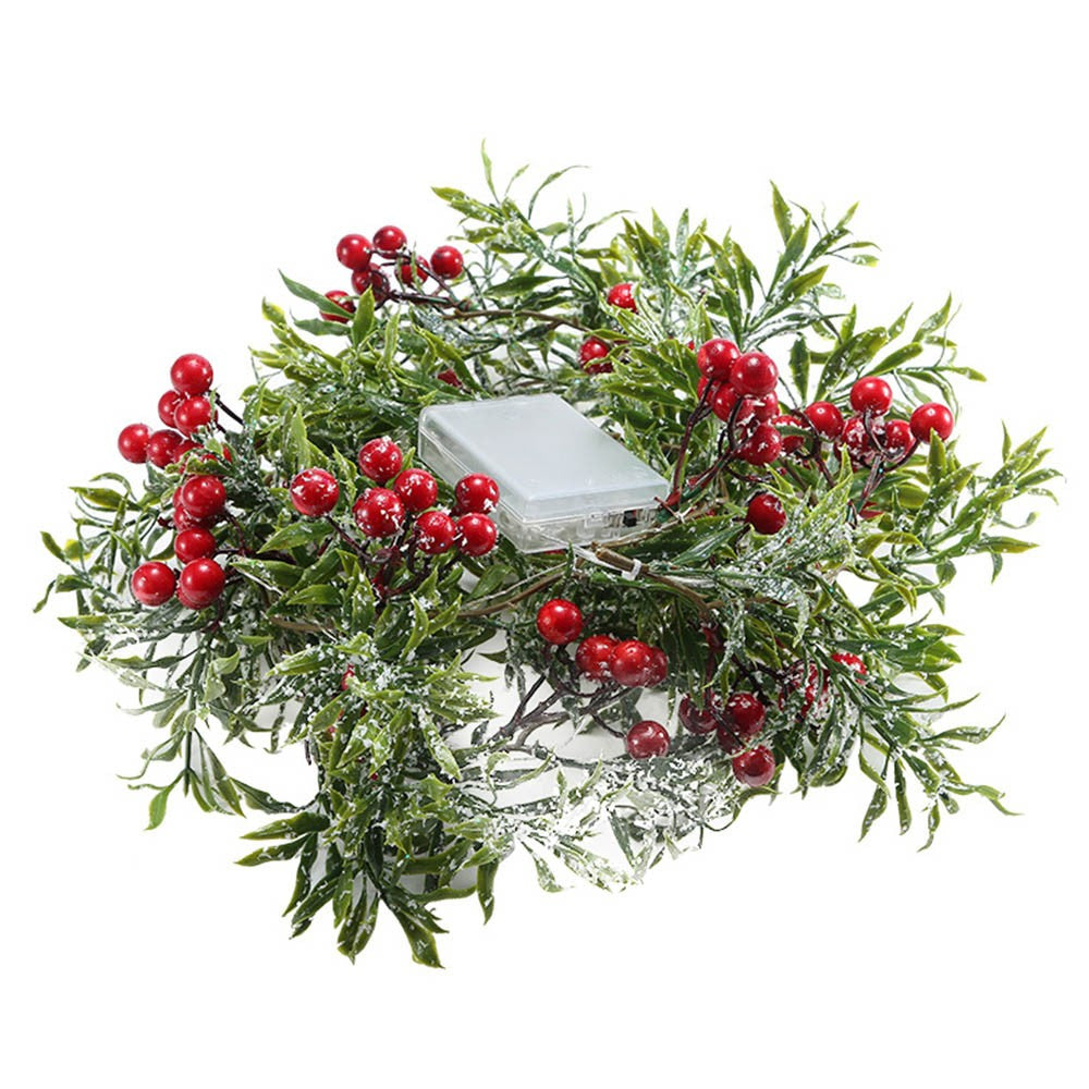 2M Christmas String Light Artificial Rattan Red Berry Xmas Garland Light Door Wreath Decor