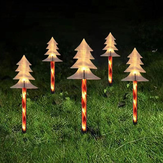 5-in-1 Candy Cane Solar Stakes Warm White 25 LEDs Christmas Tree Lights