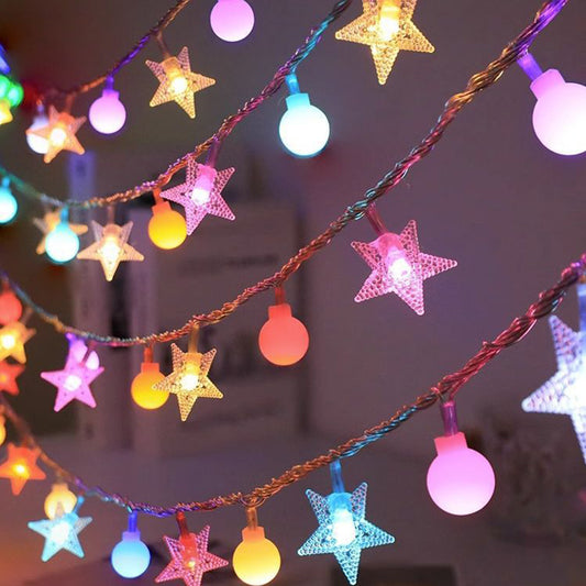 40 LEDs Star-Shaped Clear Fairy String Lights Star Clear Ball Multicolor