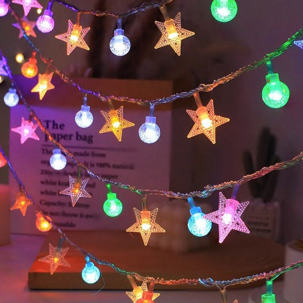 20 LEDs Star-Shaped Clear Fairy String Lights Star Clear Ball Multicolor