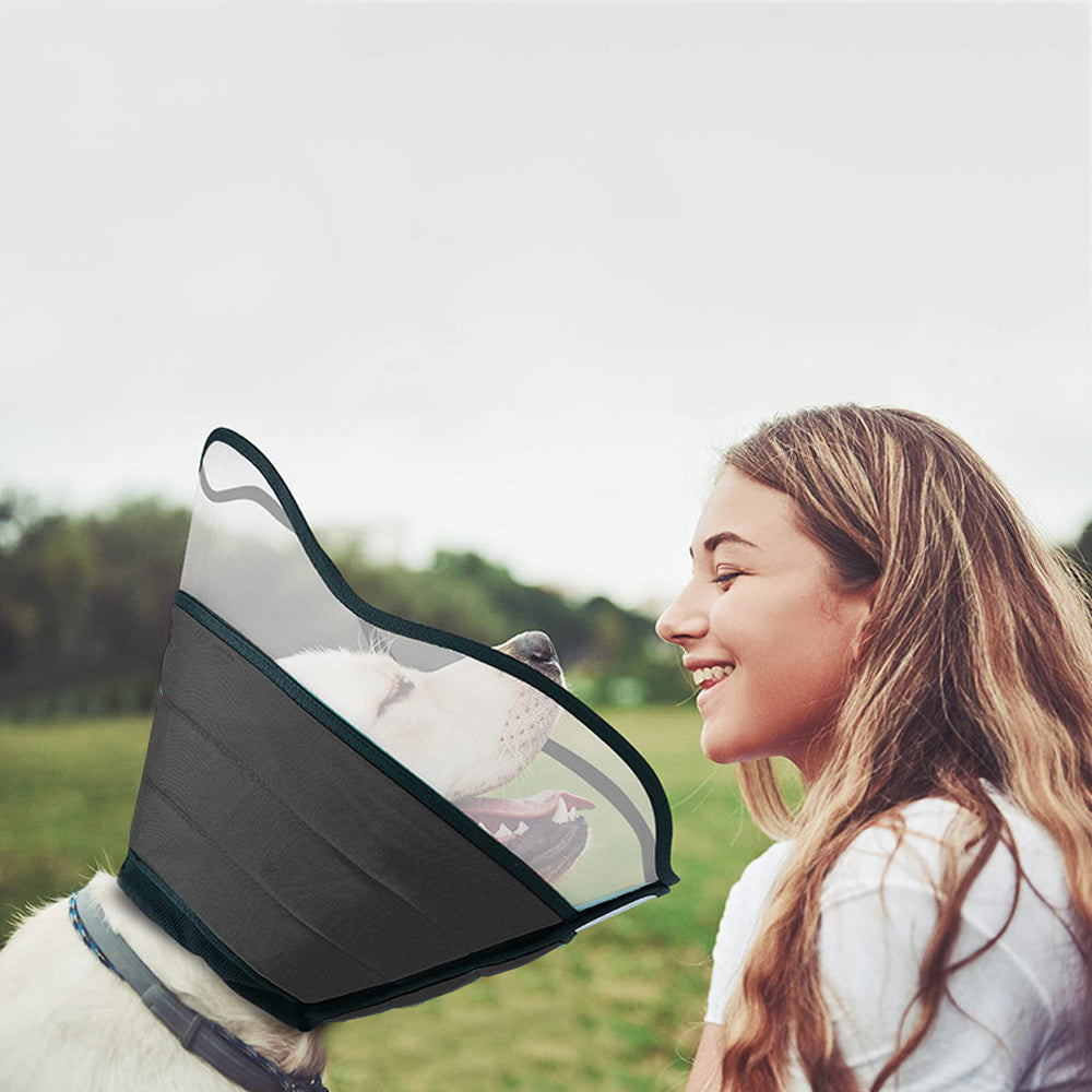 Dog Collar Soft Neck Collar for Cats Adjustable Pet Recovery Collar Black M