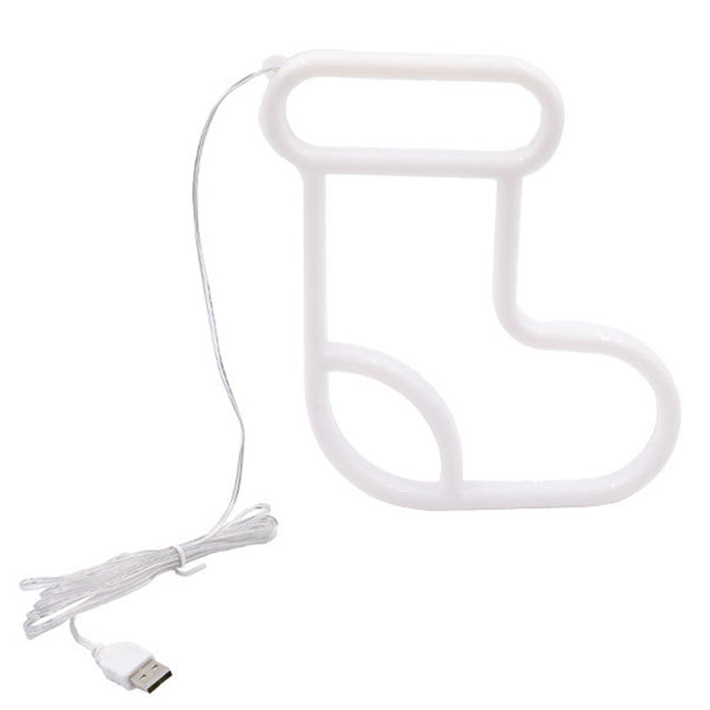 1Pc Christmas Boots Neon Sign Decorative Lights Night Light Home Xmas Decor