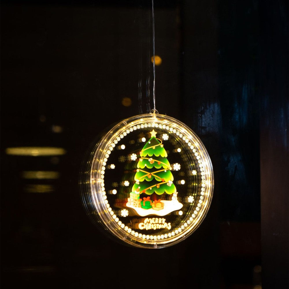 1Pc Christmas Tree LED Decorative Light Window Hanging Xmas Lamp Home Decor