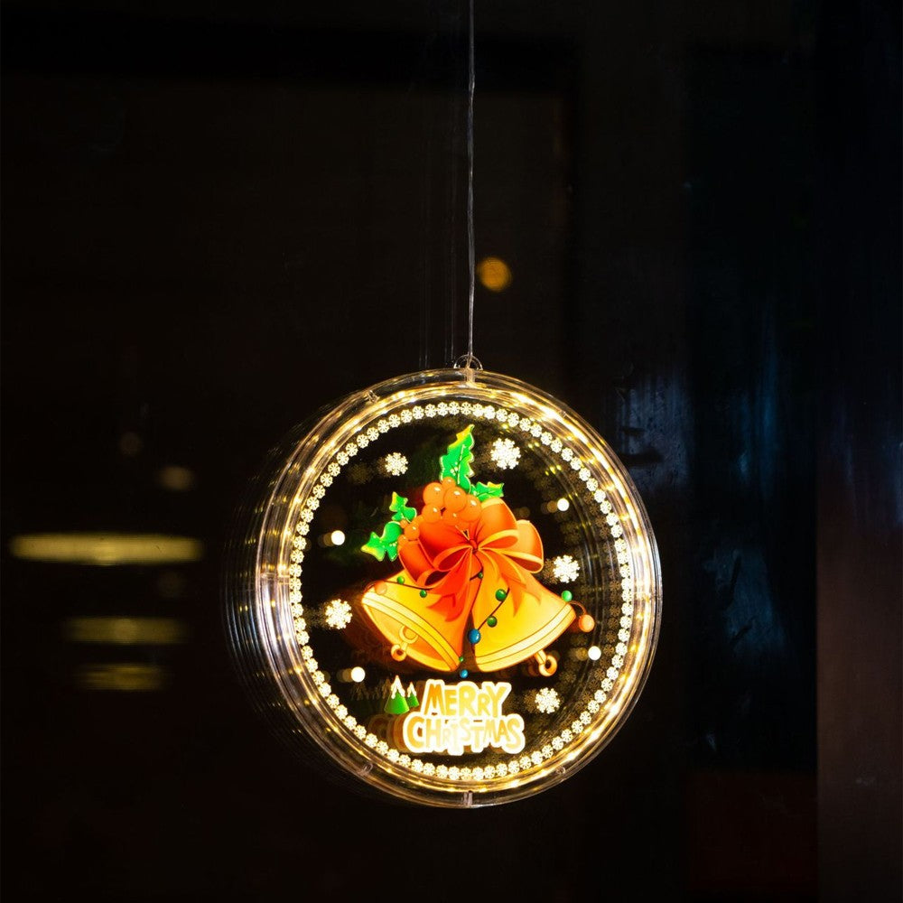 1Pc Christmas Bells LED Decorative Light Window Hanging Xmas Lamp Home Decor