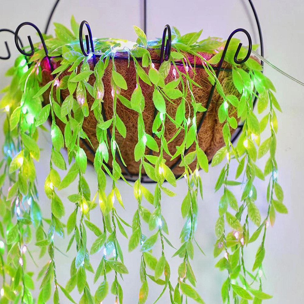 100 LED Artificial Willow Vines Curtain String Light USB Garland Light Christmas Decor - Multicolor Light