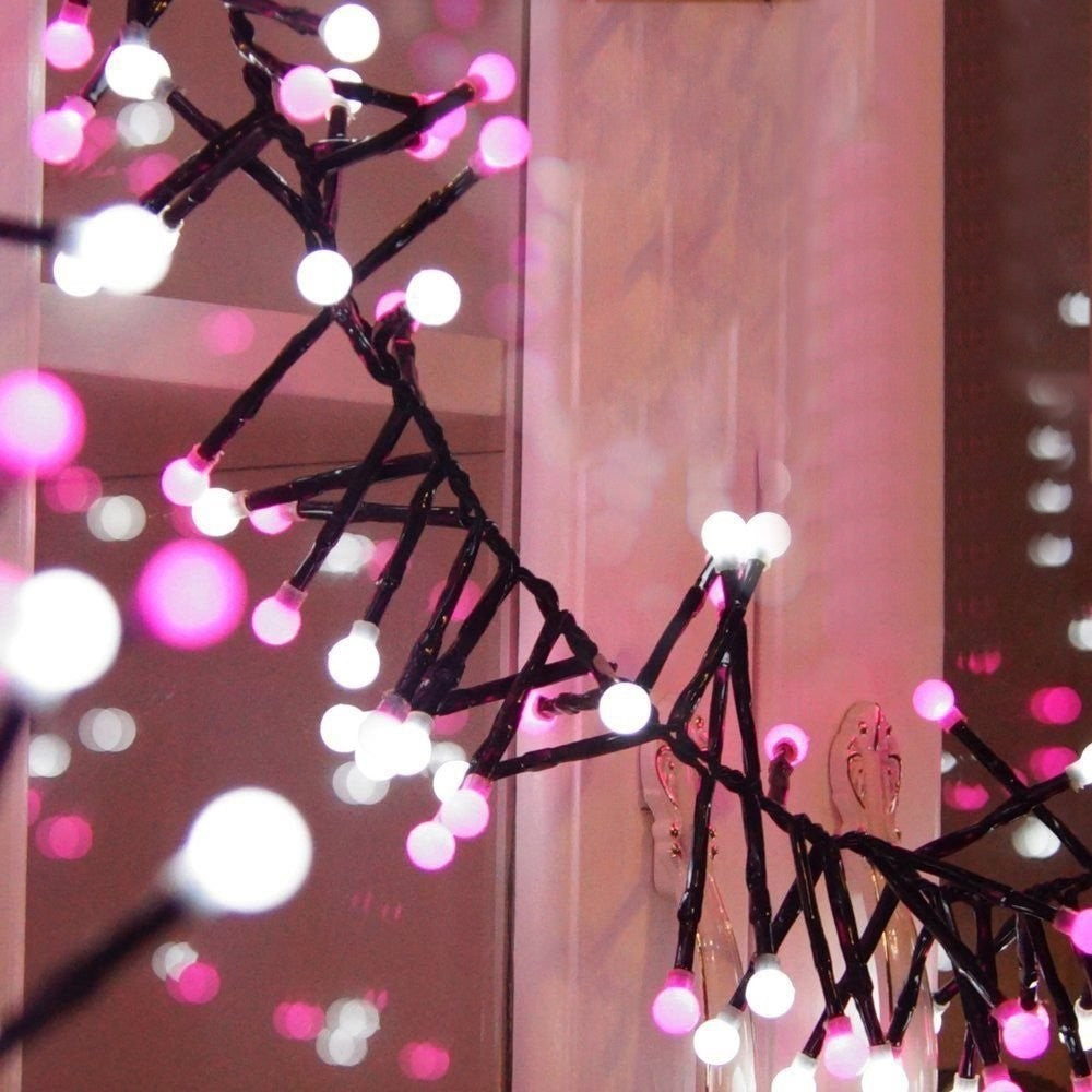 200 LED Globe String Lights USB Ball Cluster Decorative Lights Christmas Decor - Pink Light