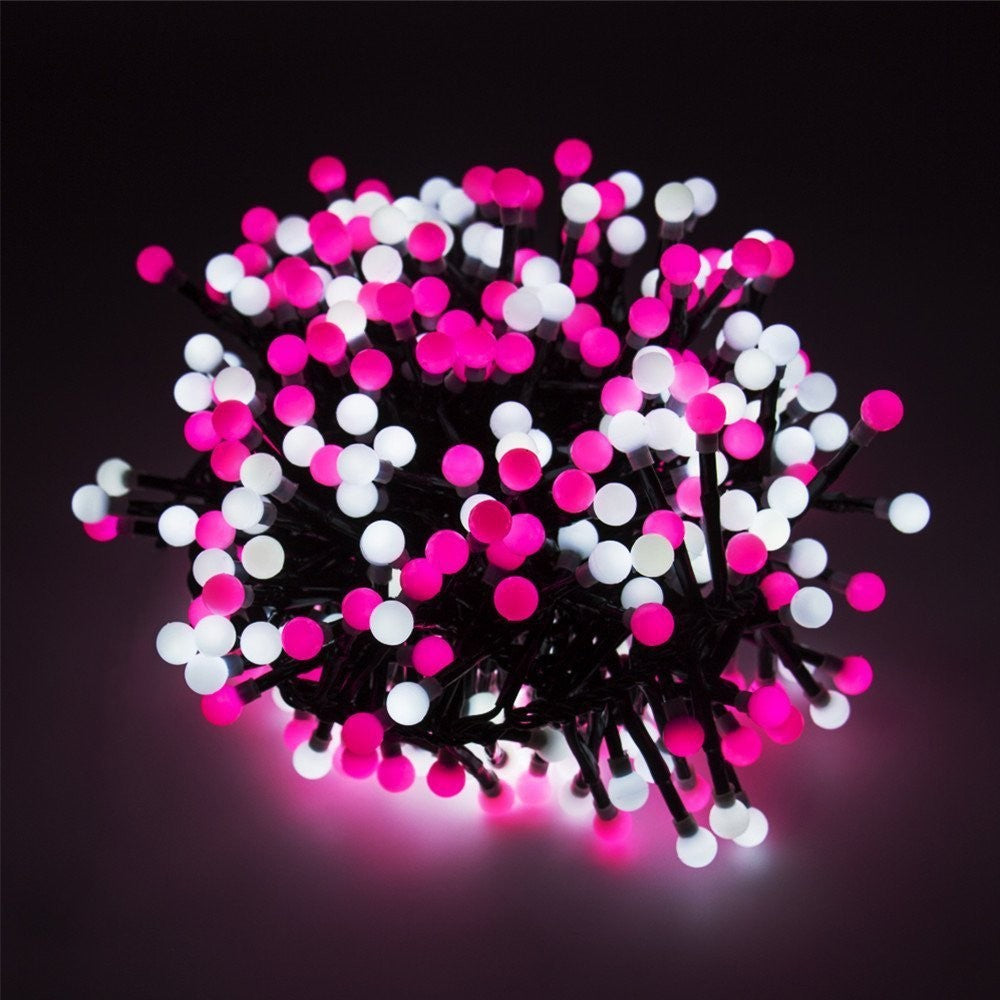 200 LED Globe String Lights USB Ball Cluster Decorative Lights Christmas Decor - Pink Light