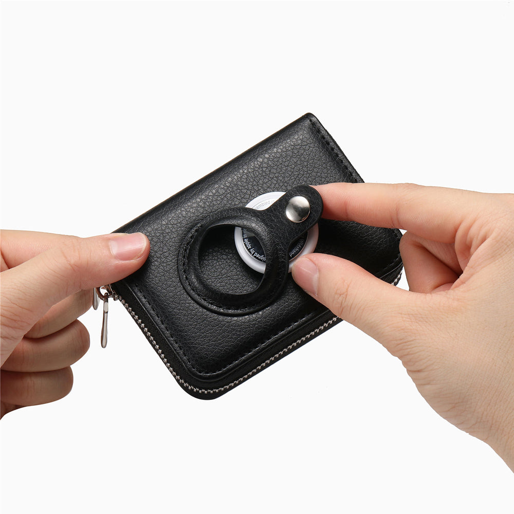 Black RFID Blocking Wallet Money Clip Purse Case Card Holder for AirTag