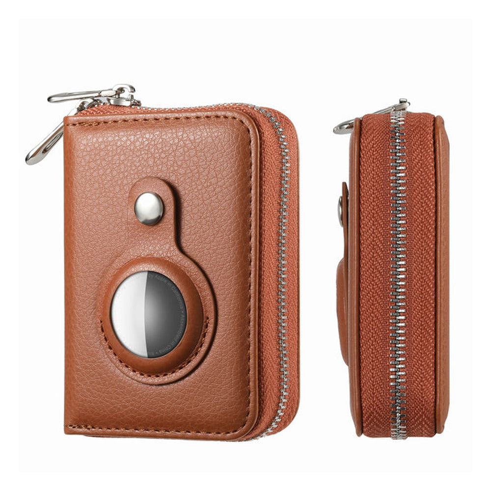 Brown RFID Blocking Wallet Money Clip Purse Case Card Holder for AirTag