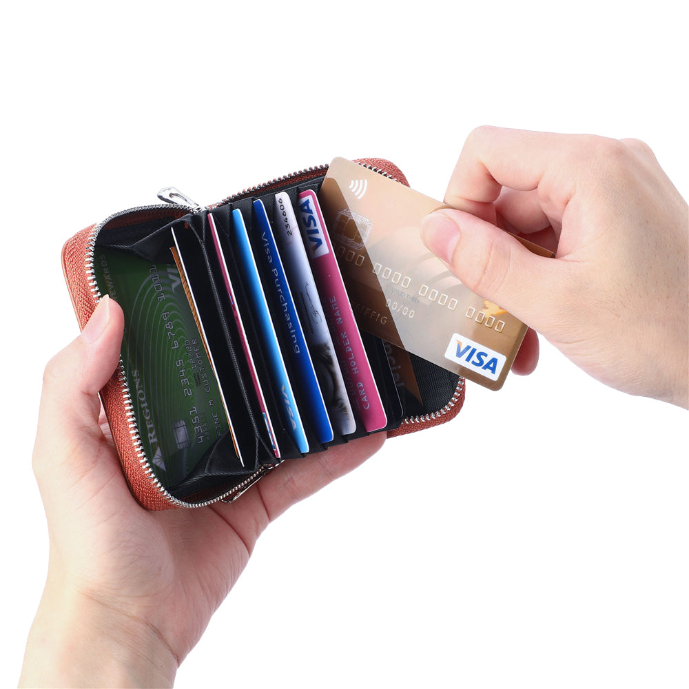 Brown RFID Blocking Wallet Money Clip Purse Case Card Holder for AirTag
