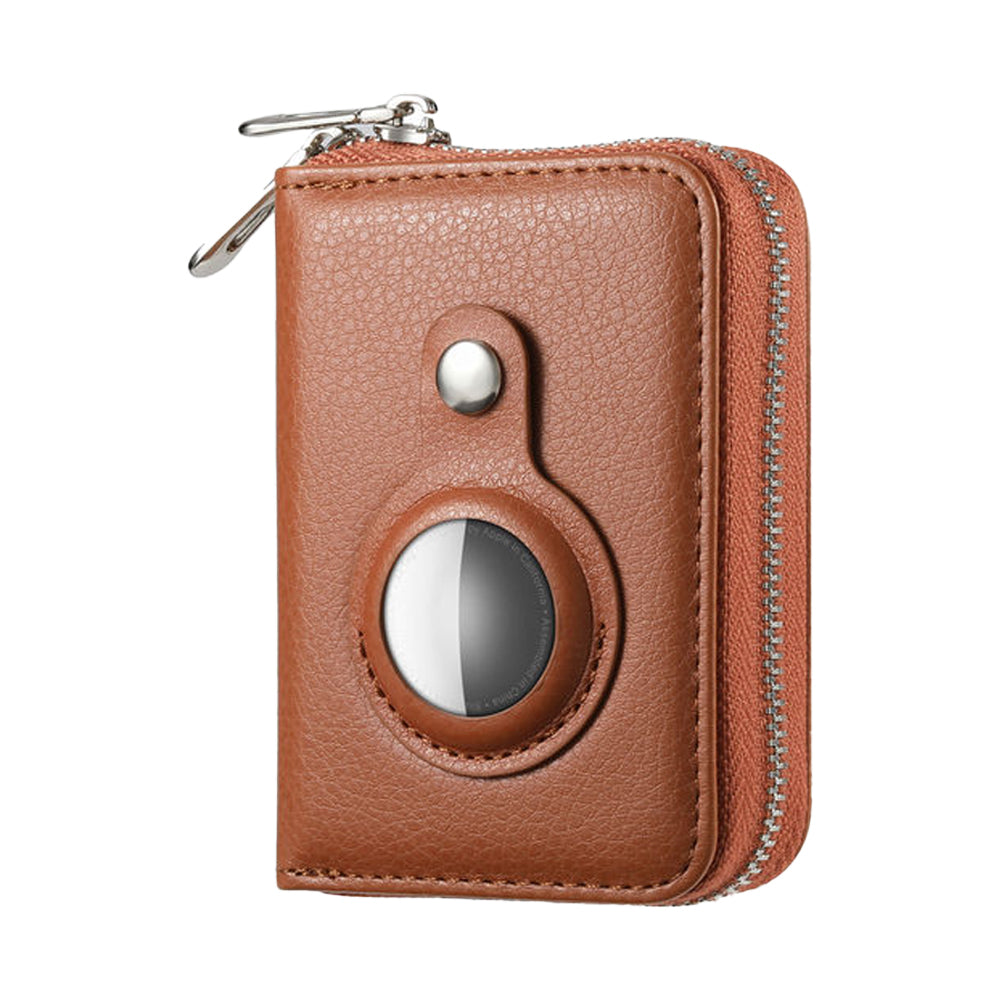 Brown RFID Blocking Wallet Money Clip Purse Case Card Holder for AirTag
