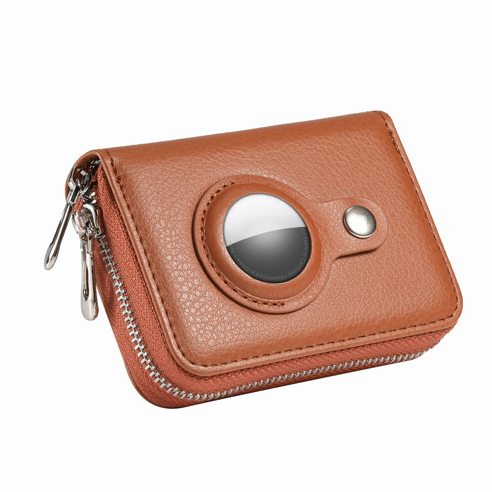 Brown RFID Blocking Wallet Money Clip Purse Case Card Holder for AirTag