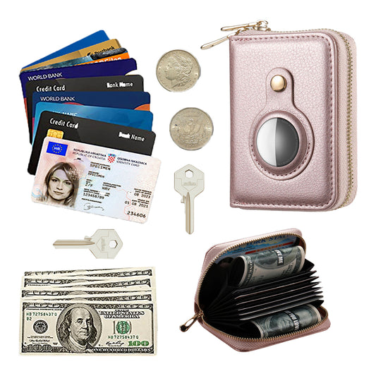 Rose Gold RFID Blocking Wallet Money Clip Purse Case Card Holder for AirTag