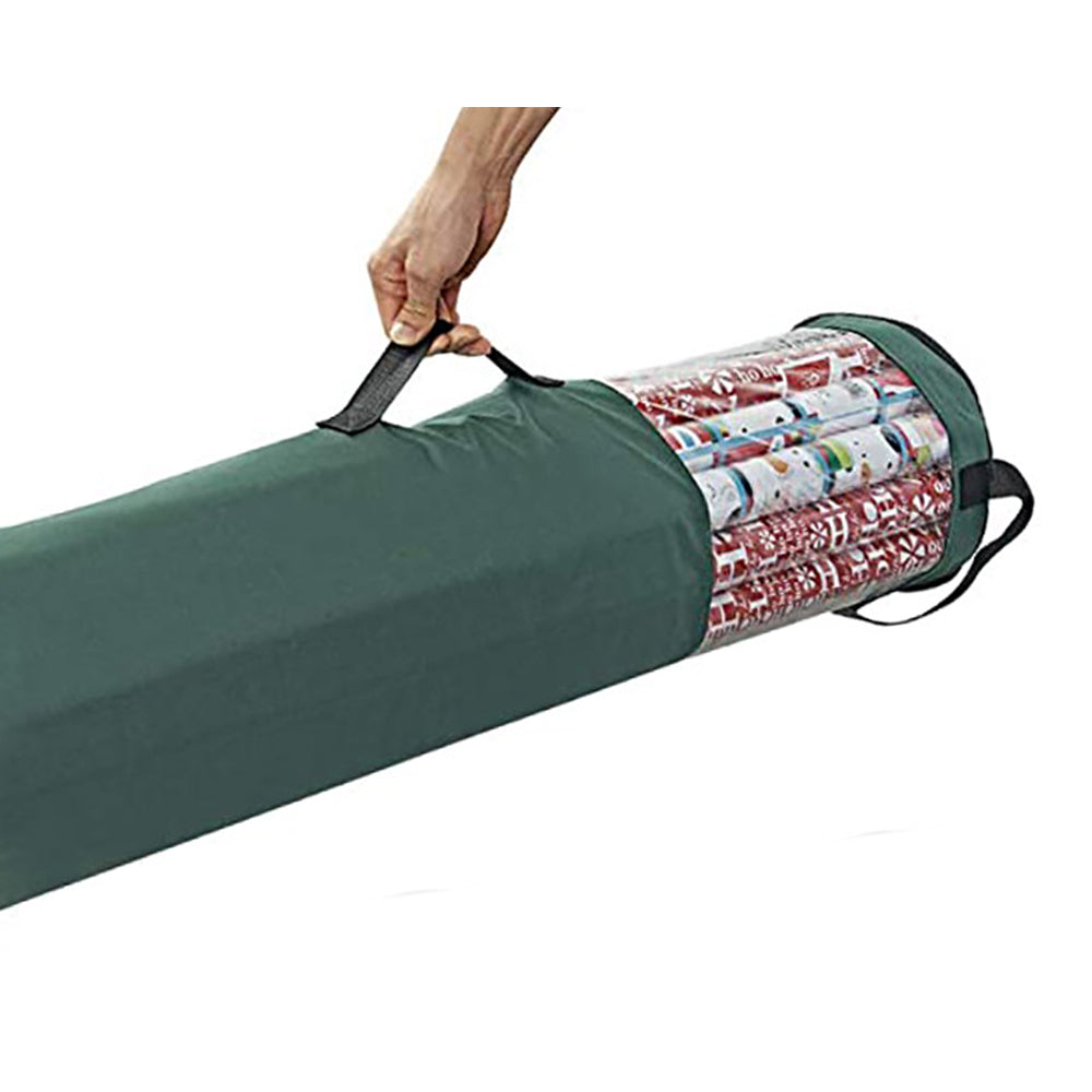 Green PVC Clear Wrapping Paper Storage Bag Christmas Wrap Organizer