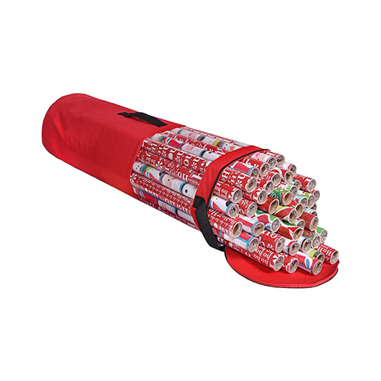 Red PVC Clear Wrapping Paper Storage Bag Christmas Wrap Organizer