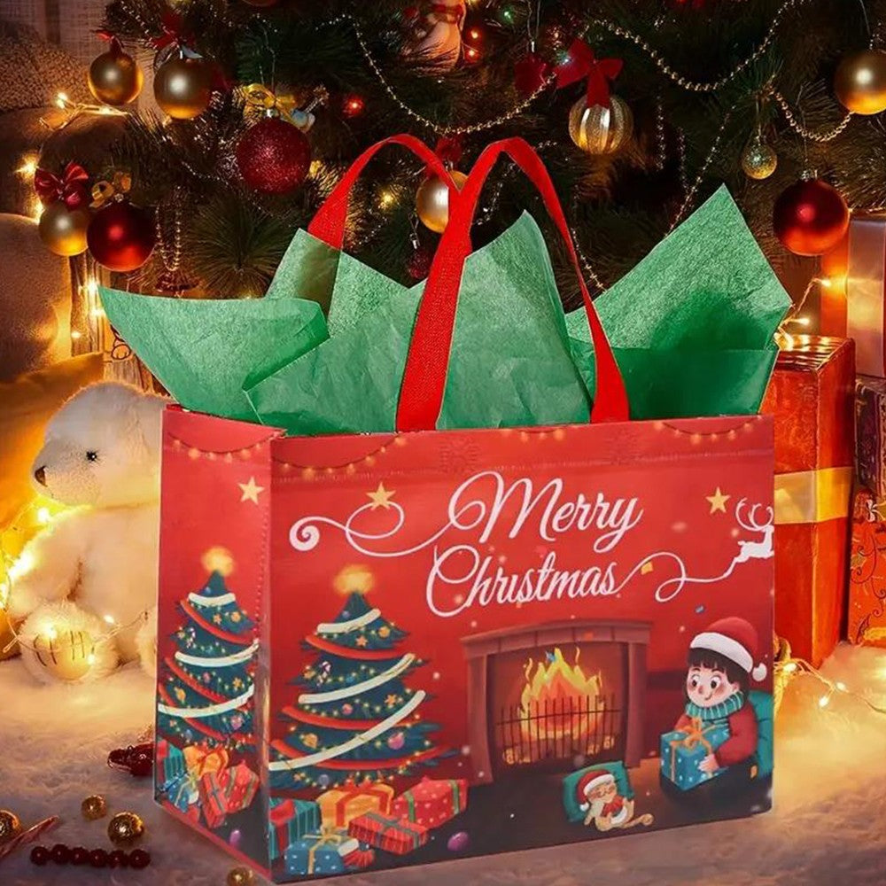 6Pcs Reusable Christmas Tote Bags with Handle Non-Woven Christmas Treat Bag - Series 3