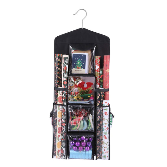 Black Double Sided Christmas Wrap Organizer Wrapping Paper Storage Bag
