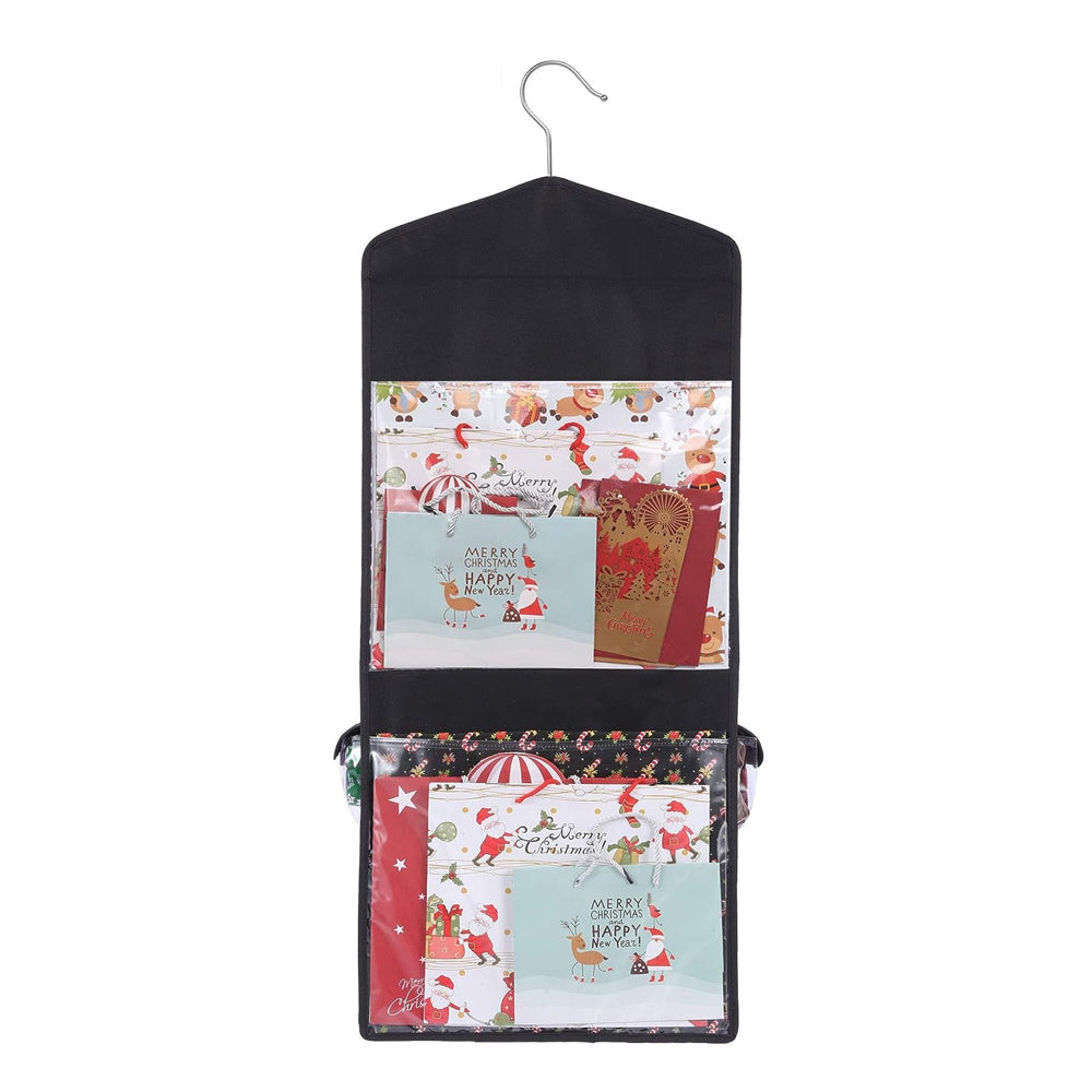 Black Double Sided Christmas Wrap Organizer Wrapping Paper Storage Bag