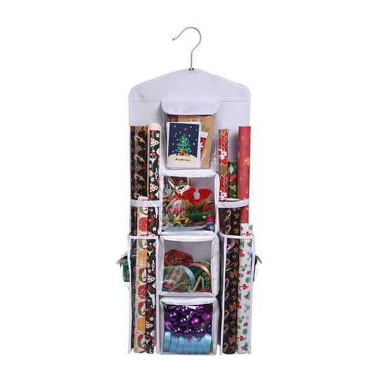 White Double Sided Christmas Wrap Organizer Wrapping Paper Storage Bag