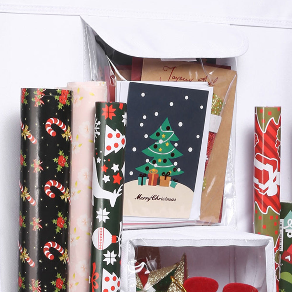 White Double Sided Christmas Wrap Organizer Wrapping Paper Storage Bag