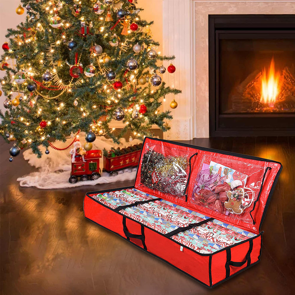 Red Christmas Storage Bag Wrapping Paper Storage