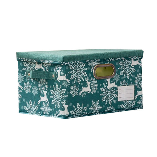 38x25x21cm Christmas Reindeer Foldable Storage Basket Storage Bin Organiser Cube - Green