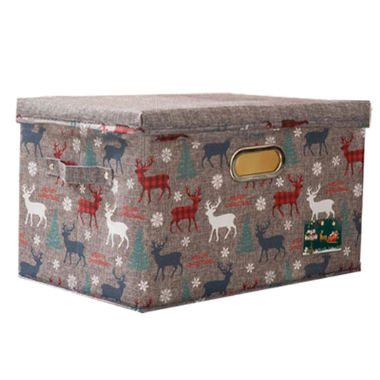 43x30x26cm Christmas Reindeer Foldable Storage Basket Storage Bin Organiser Cube - Grey