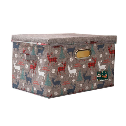 38x25x21cm Christmas Reindeer Foldable Storage Basket Storage Bin Organiser Cube - Grey