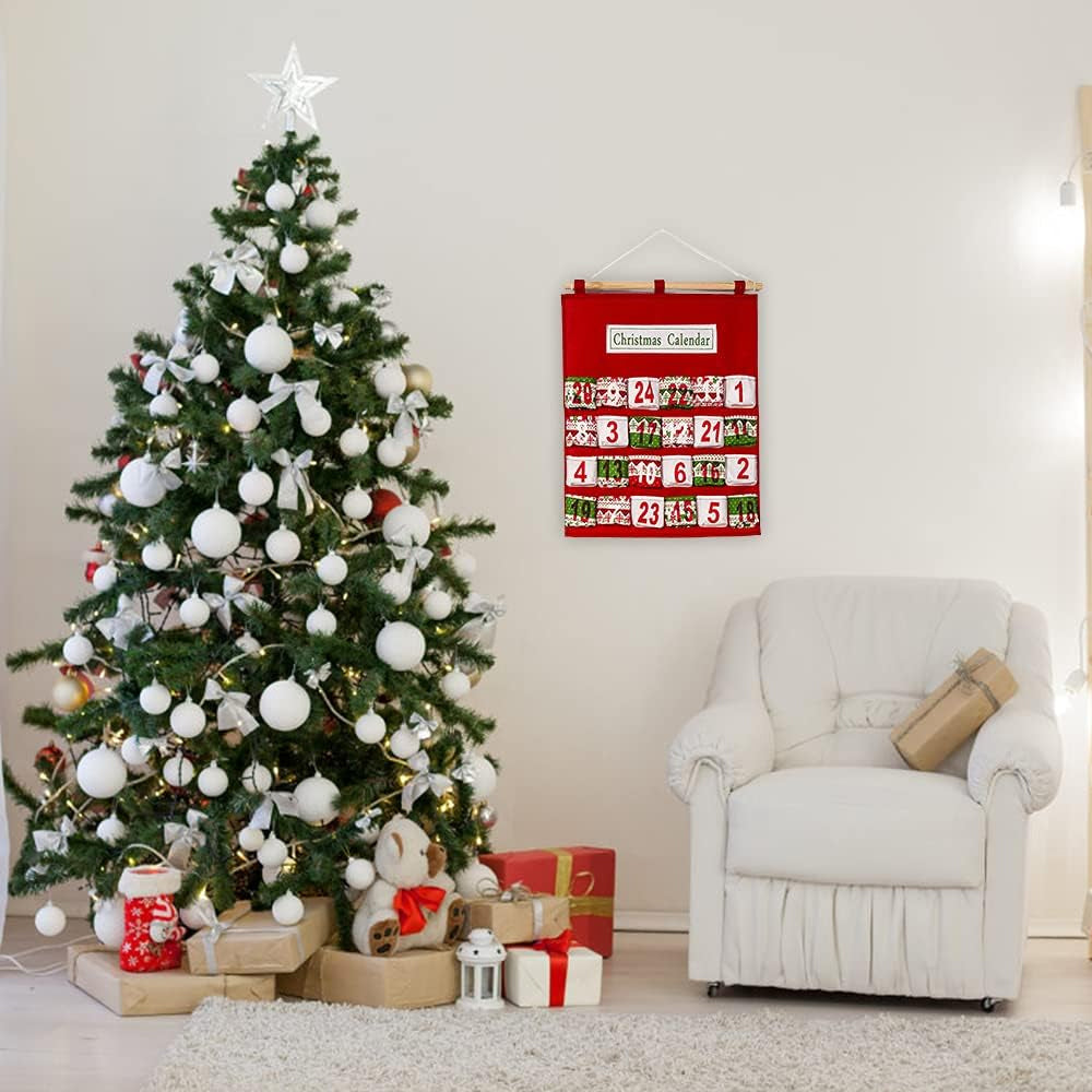 Christmas 24 Days Countdown Calendar Candy Bag Advent Calendar Xmas Storage Sack