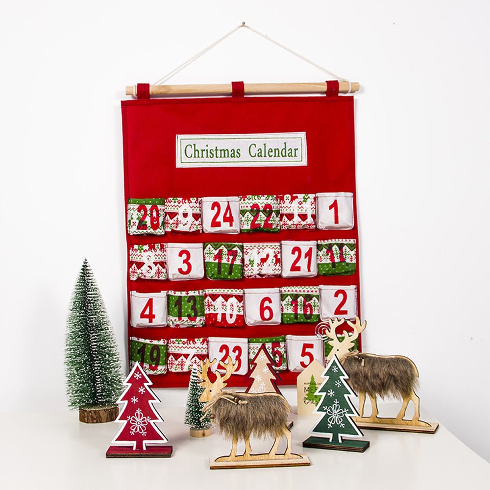 Christmas 24 Days Countdown Calendar Candy Bag Advent Calendar Xmas Storage Sack