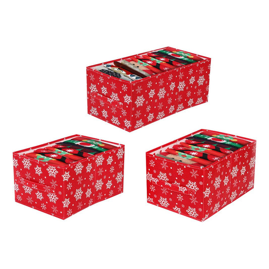 3X Christmas Clothes Storage Box Foldable Clothing Organizers Pants Storage Bins