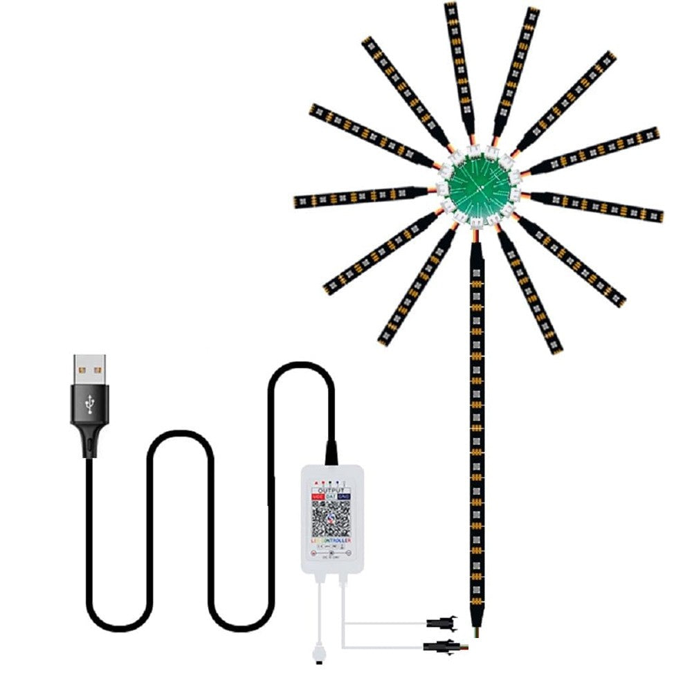 1Pc Firework LED Strip Light RGB Changing Firework Light 5V USB LED Strip Light