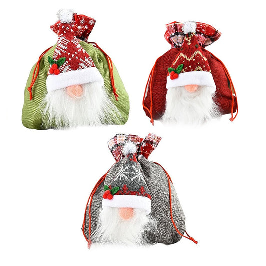 3Pcs Faceless Santa Christmas Candy Bag Christmas Gnome Drawstring Favor Pouch