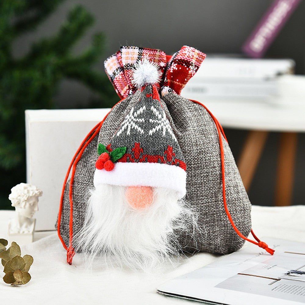 3Pcs Faceless Santa Christmas Candy Bag Christmas Gnome Drawstring Favor Pouch