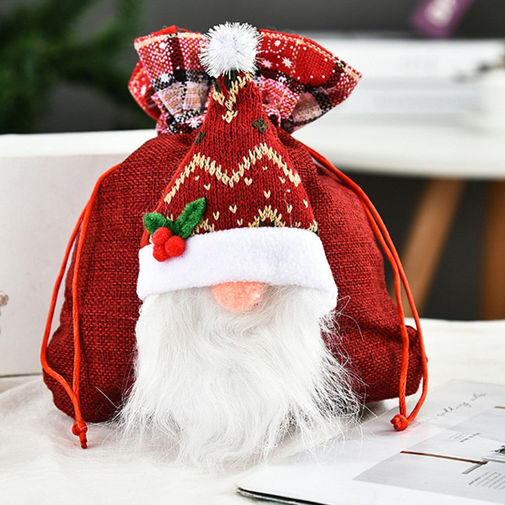 3Pcs Faceless Santa Christmas Candy Bag Christmas Gnome Drawstring Favor Pouch
