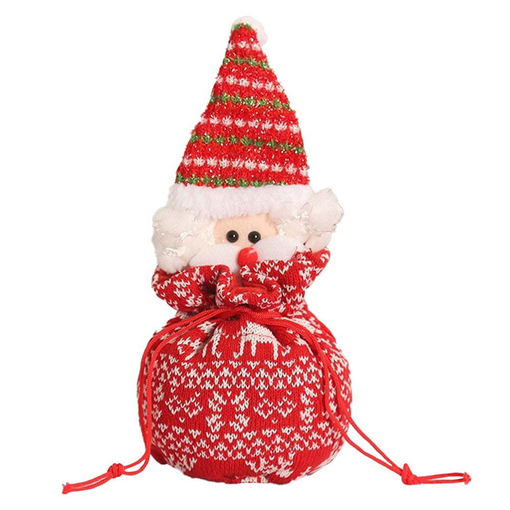 4Pcs Christmas Candy Bags Reusable Xmas Dolls Treat Cookie Bags Drawstring Bag
